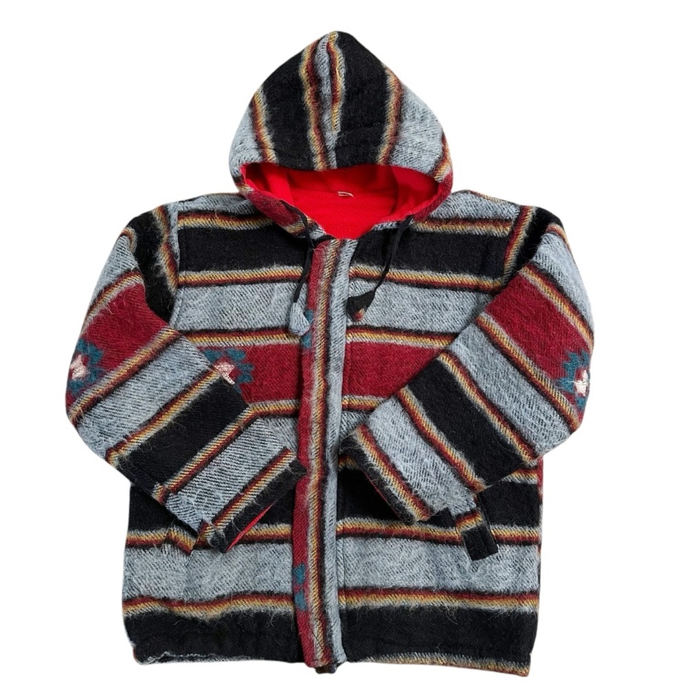 Nepali Wool Hooded Jacket Striped Size Small